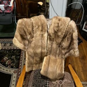 Tan mink shawl. Authentic fur